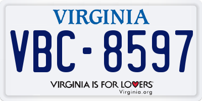 VA license plate VBC8597