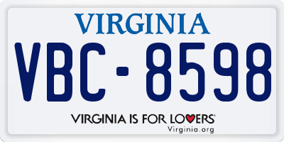 VA license plate VBC8598