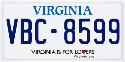 VA license plate VBC8599