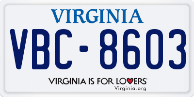 VA license plate VBC8603