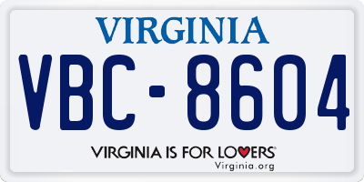 VA license plate VBC8604