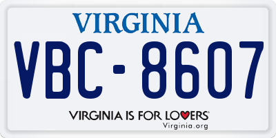 VA license plate VBC8607