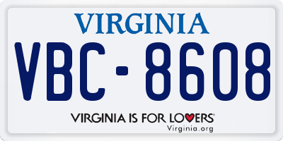 VA license plate VBC8608