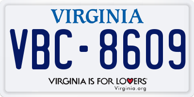 VA license plate VBC8609