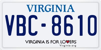 VA license plate VBC8610
