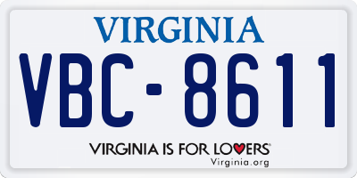 VA license plate VBC8611