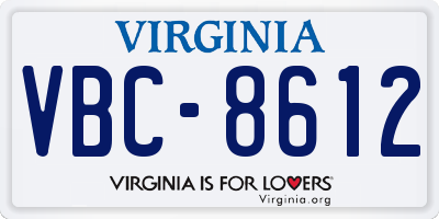 VA license plate VBC8612