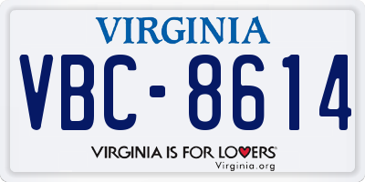 VA license plate VBC8614