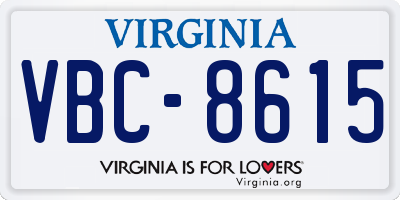 VA license plate VBC8615