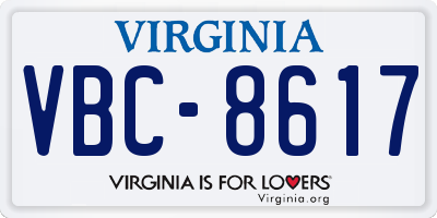 VA license plate VBC8617