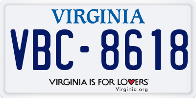 VA license plate VBC8618