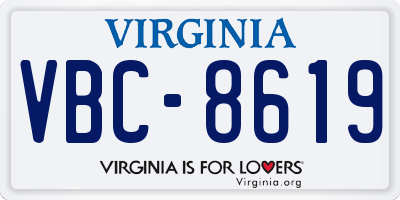 VA license plate VBC8619