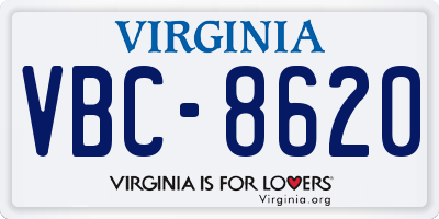 VA license plate VBC8620