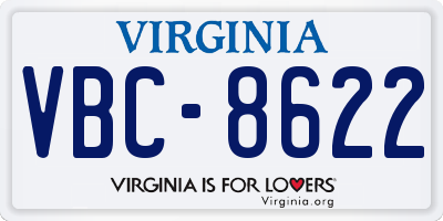 VA license plate VBC8622
