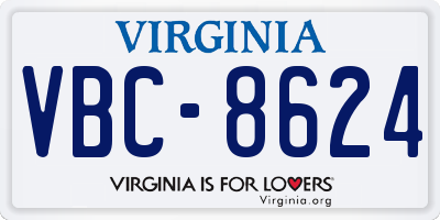 VA license plate VBC8624