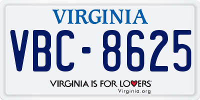 VA license plate VBC8625