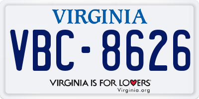 VA license plate VBC8626