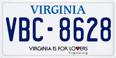 VA license plate VBC8628