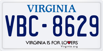 VA license plate VBC8629