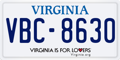 VA license plate VBC8630