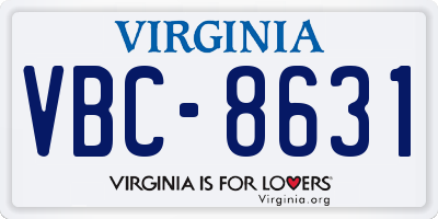 VA license plate VBC8631