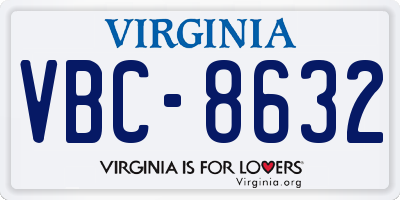 VA license plate VBC8632