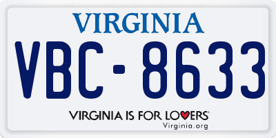 VA license plate VBC8633