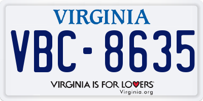 VA license plate VBC8635