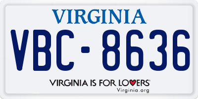 VA license plate VBC8636