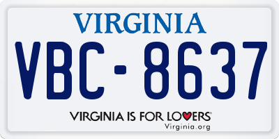 VA license plate VBC8637