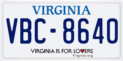 VA license plate VBC8640