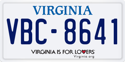 VA license plate VBC8641