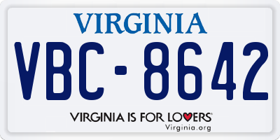 VA license plate VBC8642