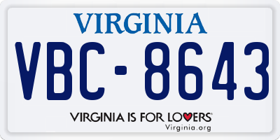 VA license plate VBC8643