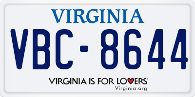 VA license plate VBC8644