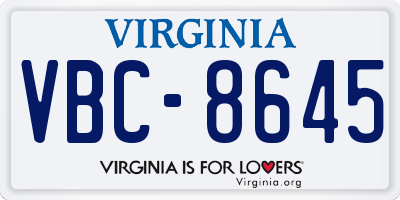 VA license plate VBC8645