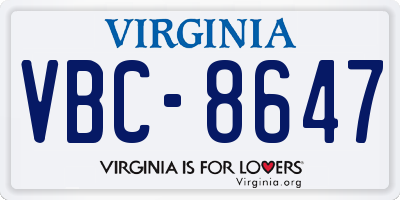 VA license plate VBC8647