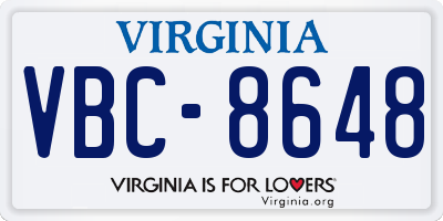 VA license plate VBC8648