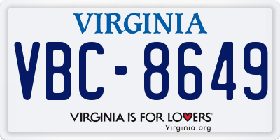 VA license plate VBC8649