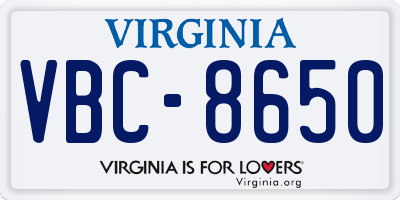 VA license plate VBC8650