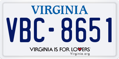 VA license plate VBC8651