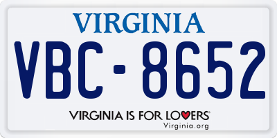 VA license plate VBC8652