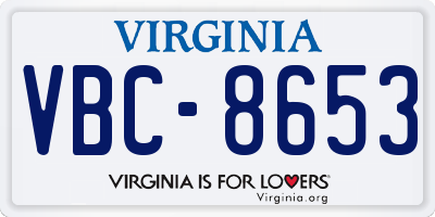 VA license plate VBC8653