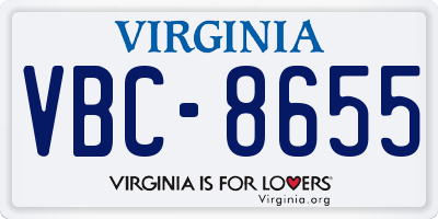 VA license plate VBC8655