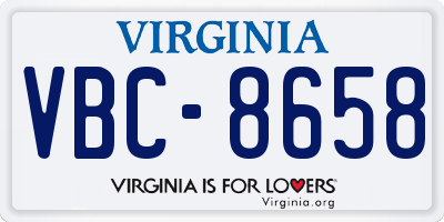 VA license plate VBC8658