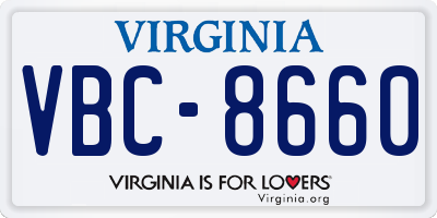 VA license plate VBC8660