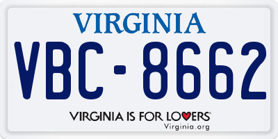 VA license plate VBC8662