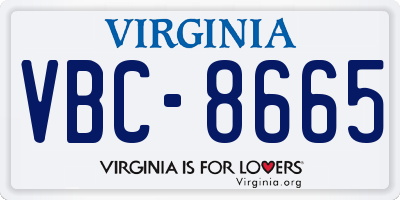 VA license plate VBC8665