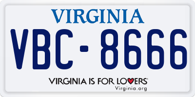 VA license plate VBC8666