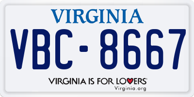 VA license plate VBC8667